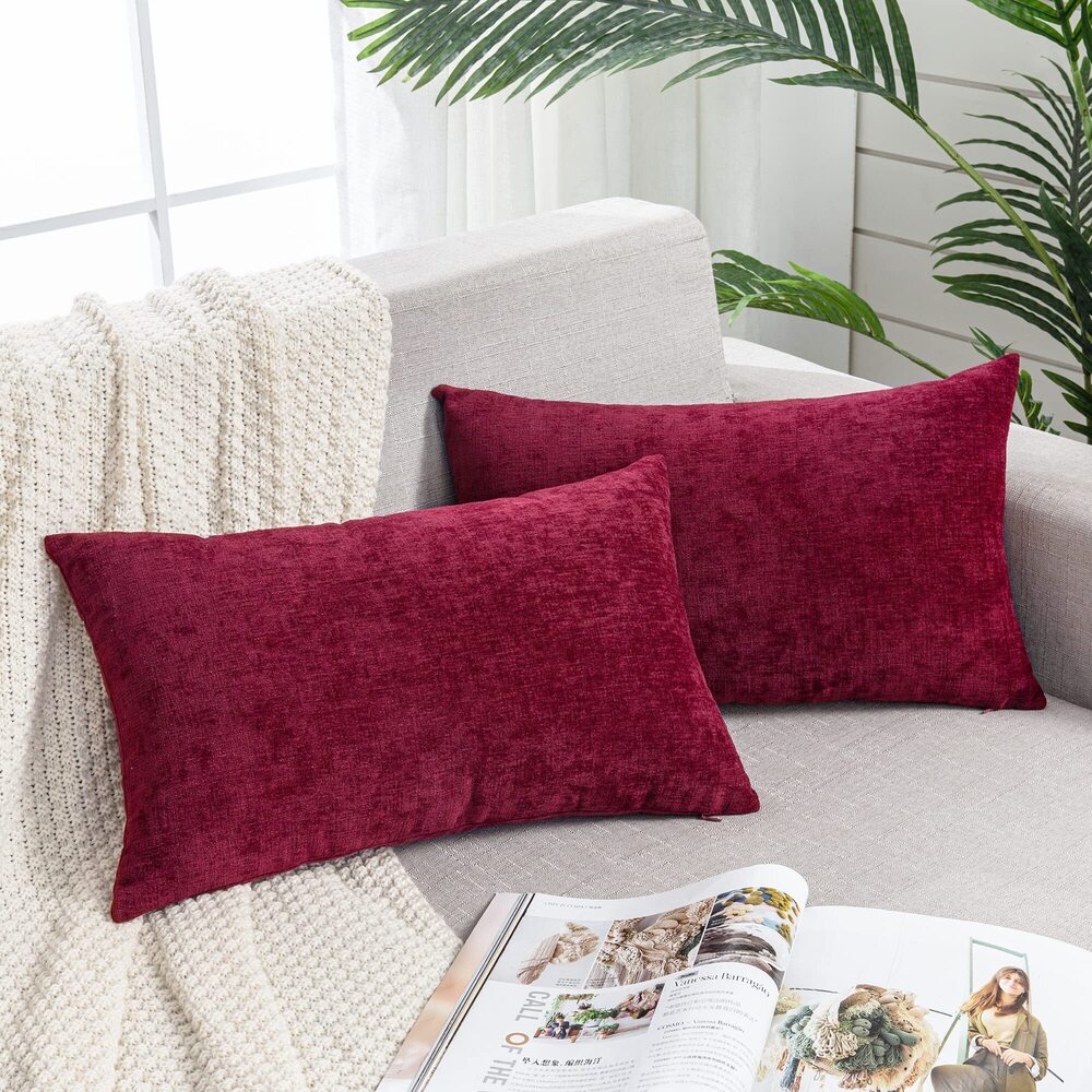 6748 Lumbar Decorative Throw Pillow Covers 12"x20" Inch Set of 2, Super